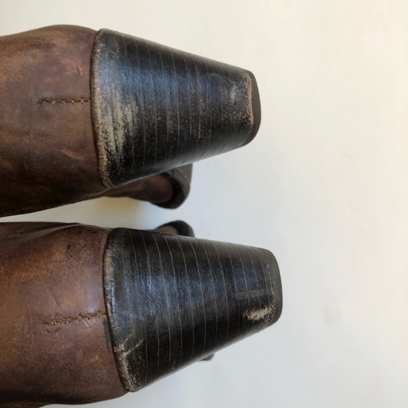 Frye Brown Leather Jackie Heeled High Knee Boots - Picture 11 of 16